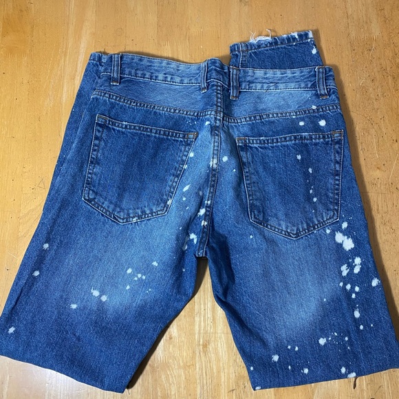 FOREVER 21 Mens Jeans 30x29 Blue Denim Distressed Pants Zipper Pockets Slim Fit - Picture 2 of 10